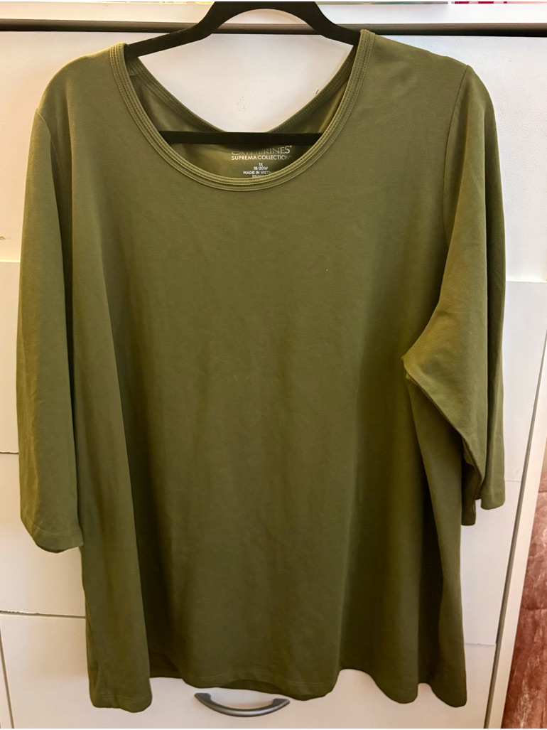 Catherine’s Olive Green 3/4 Sleeve Top Size 1x 18/20